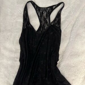 POL Elegant Black Lace Sleeveless Top